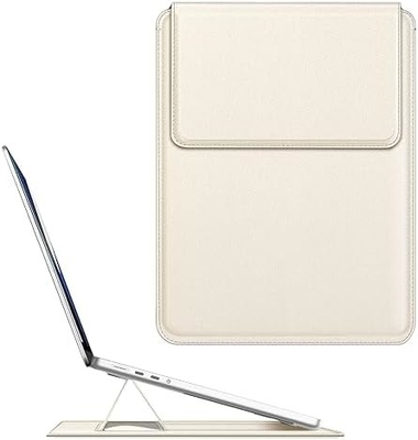 Dizüstü bilgisayar kılıfı MacBook Air 13.6M3 M2 A3113 A2681/MacBook Pro 14 A2992-PU Stand fonksiyonu ile deri ince poşet kapağı, kahverengi