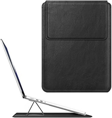 Dizüstü bilgisayar kılıfı MacBook Air 13.6M3 M2 A3113 A2681/MacBook Pro 14 A2992-PU Stand fonksiyonu ile deri ince poşet kapağı, kahverengi
