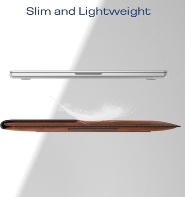 Dizüstü bilgisayar kılıfı MacBook Air 13.6M3 M2 A3113 A2681/MacBook Pro 14 A2992-PU Stand fonksiyonu ile deri ince poşet kapağı, kahverengi