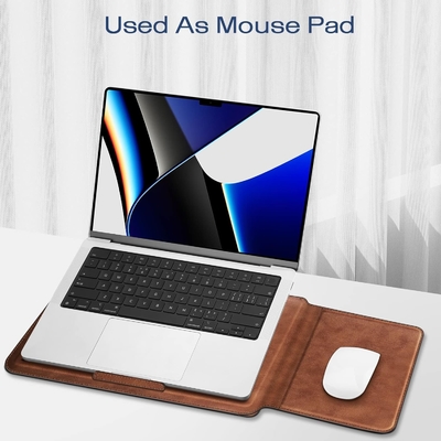 Dizüstü bilgisayar kılıfı MacBook Air 13.6M3 M2 A3113 A2681/MacBook Pro 14 A2992-PU Stand fonksiyonu ile deri ince poşet kapağı, kahverengi