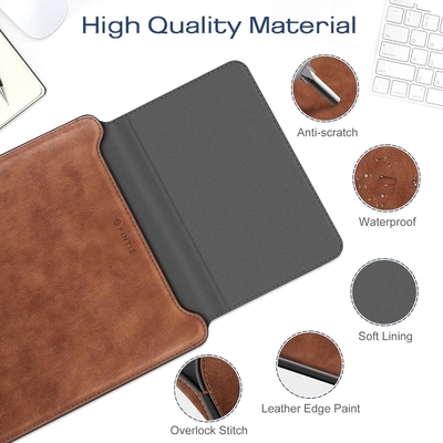 Dizüstü bilgisayar kılıfı MacBook Air 13.6M3 M2 A3113 A2681/MacBook Pro 14 A2992-PU Stand fonksiyonu ile deri ince poşet kapağı, kahverengi