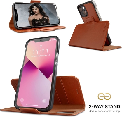 iPhone 13 Cüzdan kılıfı / 2-in-1 şok kılıfı ve çıkarılabilir vegan deri seti, MagSafe uyumlu, RFID korumalı