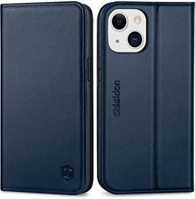 Deri cüzdan katlanabilir kılıf Manyetik mühür RFID engelleme kart yuvası tutucusu iPhone 13 ile uyumlu tamamen korunan kılıf