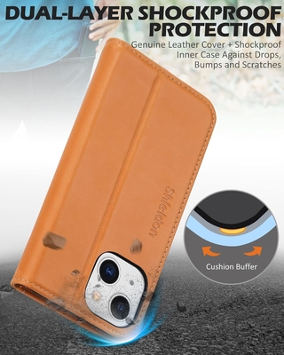 Deri cüzdan katlanabilir kılıf Manyetik mühür RFID engelleme kart yuvası tutucusu iPhone 13 ile uyumlu tamamen korunan kılıf