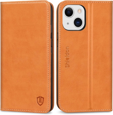 Deri cüzdan katlanabilir kılıf Manyetik mühür RFID engelleme kart yuvası tutucusu iPhone 13 ile uyumlu tamamen korunan kılıf