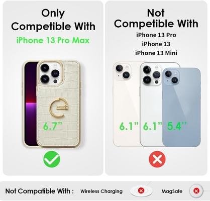 iPhone 13Pro Max 6.7 &quot;, kart tutucuyla cüzdan kılıfı, yüzük tutucuyla deri koruyucu kılıf,