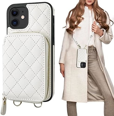iPhone 12/12 Pro crossbody çantası, RFID korumalı PU deri kemer koltuk kart yuvası ile Kırık çanta bilek kemer iplik