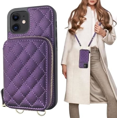 iPhone 12/12 Pro crossbody çantası, RFID korumalı PU deri kemer koltuk kart yuvası ile Kırık çanta bilek kemer iplik