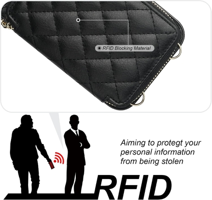 iPhone 12/12 Pro crossbody çantası, RFID korumalı PU deri kemer koltuk kart yuvası ile Kırık çanta bilek kemer iplik
