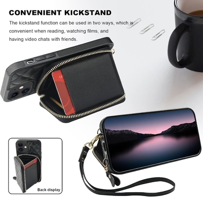 iPhone 12/12 Pro crossbody çantası, RFID korumalı PU deri kemer koltuk kart yuvası ile Kırık çanta bilek kemer iplik