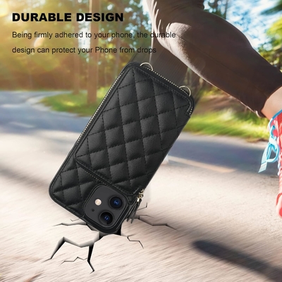 iPhone 12/12 Pro crossbody çantası, RFID korumalı PU deri kemer koltuk kart yuvası ile Kırık çanta bilek kemer iplik
