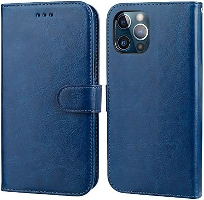Kart tutucu ile iPhone 12/Pro cüzdan kağıdı ile uyumlu PU deri dayanıklı şok geçirmez bileklik kemeri 6,1 inçli klem kabuk
