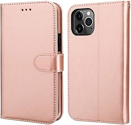 Kart tutucu ile iPhone 12/Pro cüzdan kağıdı ile uyumlu PU deri dayanıklı şok geçirmez bileklik kemeri 6,1 inçli klem kabuk