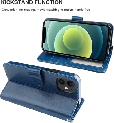 Kart tutucu ile iPhone 12/Pro cüzdan kağıdı ile uyumlu PU deri dayanıklı şok geçirmez bileklik kemeri 6,1 inçli klem kabuk