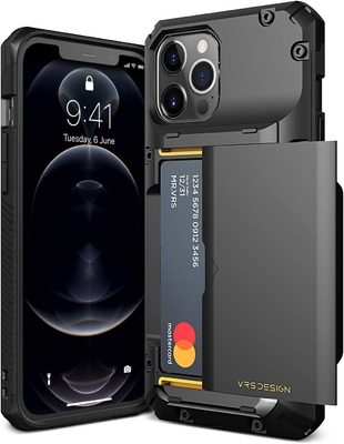 iPhone 12 Pro Max için [4 kart]Premium sağlam kredi kartı yuvası cüzdan iPhone 12 Pro Max için 6.7 inç