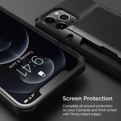 iPhone 12 Pro Max için [4 kart]Premium sağlam kredi kartı yuvası cüzdan iPhone 12 Pro Max için 6.7 inç