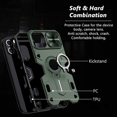 iPhone 12 Pro Max Kutusu, Kamera Kapağı ve Kickstand, Görevli Askeri Sınıf Zırh Koruma Kapağı,