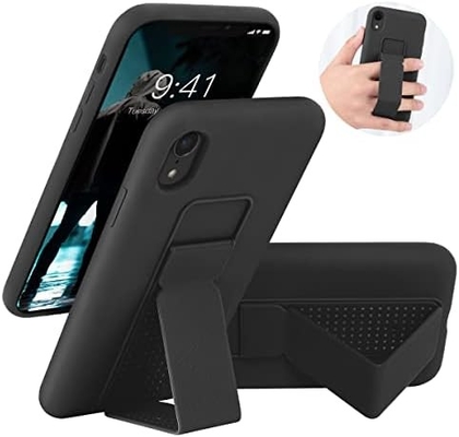 Silikon Kickstand Kasa iPhone 11 kasa ile uyumludur ((6.1 in) Dikey ve Yatay Stand El Kemeri Metal Kickstand