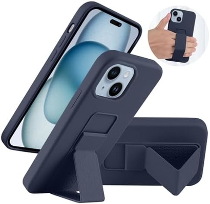 Silikon Kickstand Kasa iPhone 11 kasa ile uyumludur ((6.1 in) Dikey ve Yatay Stand El Kemeri Metal Kickstand