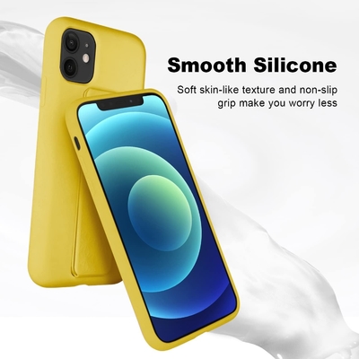Silikon Kickstand Kasa iPhone 11 kasa ile uyumludur ((6.1 in) Dikey ve Yatay Stand El Kemeri Metal Kickstand