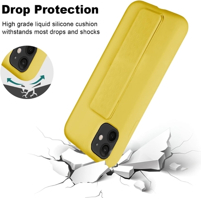 Silikon Kickstand Kasa iPhone 11 kasa ile uyumludur ((6.1 in) Dikey ve Yatay Stand El Kemeri Metal Kickstand