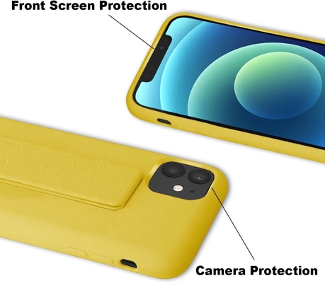 Silikon Kickstand Kasa iPhone 11 kasa ile uyumludur ((6.1 in) Dikey ve Yatay Stand El Kemeri Metal Kickstand
