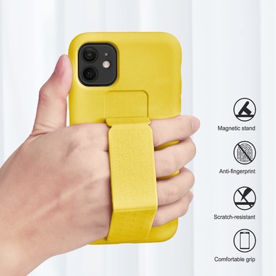 Silikon Kickstand Kasa iPhone 11 kasa ile uyumludur ((6.1 in) Dikey ve Yatay Stand El Kemeri Metal Kickstand