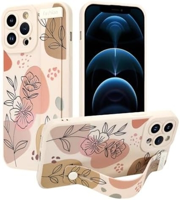 iPhone 12 Pro Max Kadınlar Kızlar İçin Kuşaklı Silikon Kutusu Tatlı Çiçekler Desen Düzenlenebilir Yumuşak Kablo Bandı