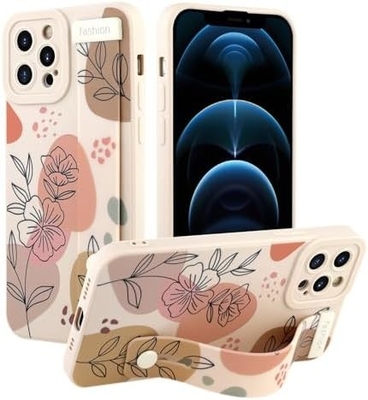 iPhone 12 Pro Max Kadınlar Kızlar İçin Kuşaklı Silikon Kutusu Tatlı Çiçekler Desen Düzenlenebilir Yumuşak Kablo Bandı