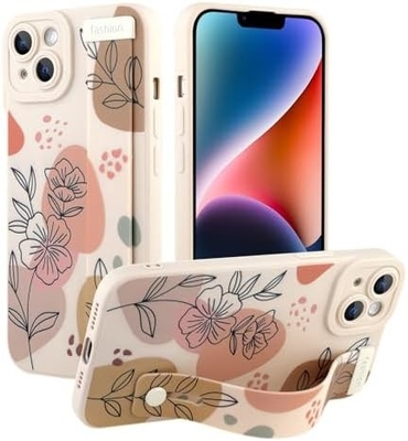 iPhone 12 Pro Max Kadınlar Kızlar İçin Kuşaklı Silikon Kutusu Tatlı Çiçekler Desen Düzenlenebilir Yumuşak Kablo Bandı