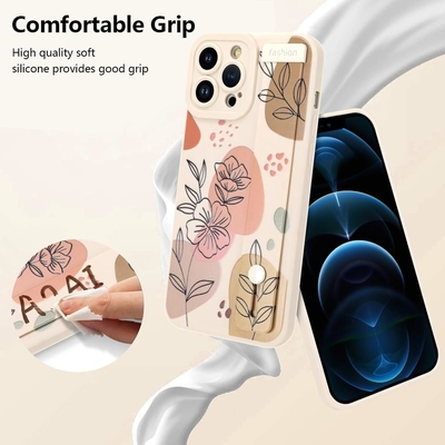 iPhone 12 Pro Max Kadınlar Kızlar İçin Kuşaklı Silikon Kutusu Tatlı Çiçekler Desen Düzenlenebilir Yumuşak Kablo Bandı