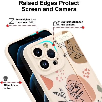 iPhone 12 Pro Max Kadınlar Kızlar İçin Kuşaklı Silikon Kutusu Tatlı Çiçekler Desen Düzenlenebilir Yumuşak Kablo Bandı