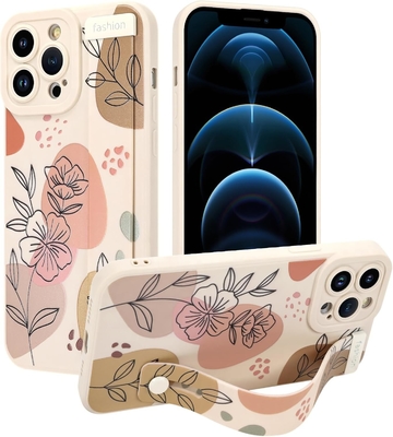 iPhone 12 Pro Max Kadınlar Kızlar İçin Kuşaklı Silikon Kutusu Tatlı Çiçekler Desen Düzenlenebilir Yumuşak Kablo Bandı