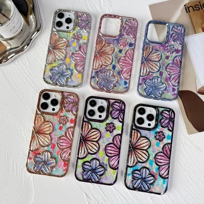 iPhone 12 Pro Max Kutusu 6.7 Inç,Kesin 3D Çiçek Telefon Kutusu Kadınlar Kızlar için Lüks Kaplama Çiçek Kutusu Kapak Estetik