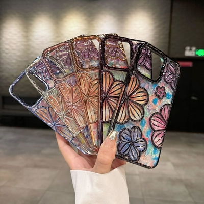 iPhone 12 Pro Max Kutusu 6.7 Inç,Kesin 3D Çiçek Telefon Kutusu Kadınlar Kızlar için Lüks Kaplama Çiçek Kutusu Kapak Estetik