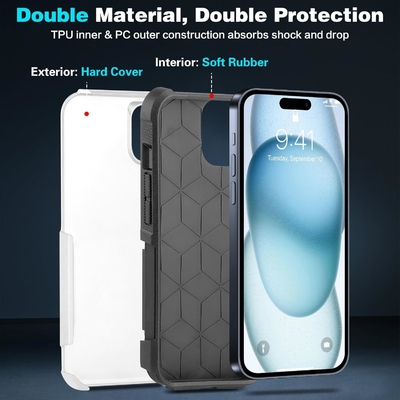 5'te 1 iphone 15 Plus için, 2 paket ekran koruyucusu + 2 paket kamera lens koruyucusu ile, ağır görevli sağlam sağlam