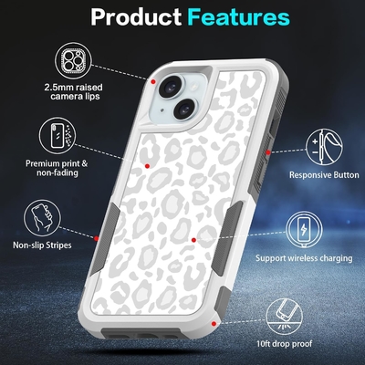 5'te 1 iphone 15 Plus için, 2 paket ekran koruyucusu + 2 paket kamera lens koruyucusu ile, ağır görevli sağlam sağlam