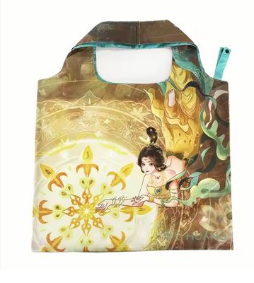 Toptan RPET geri dönüştürülmüş polyester dayanıklı büyük alışveriş yeniden kullanılabilir market çantaları