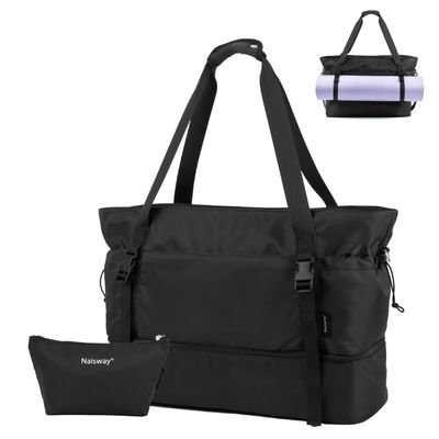 Kadın seyahat sırt çantası, el çantası, sırt çantası, ayakkabı bölmesi ve ıslak cep, yoga mat çantası, geceleme hafta sonu çantası