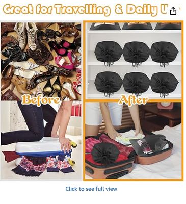 Large Travel Shoe Bags - 5 Pcs with Clear Window, Non-Woven Drawstring, 12.6" X 17.3" for Men Women