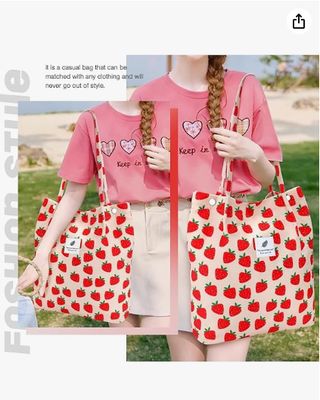 Büyük Kapasiteli Kadın Kız Çocukları için Korduroy Tekrar Kullanılabilir Alışveriş Omuz Çantası, İç Kısmı