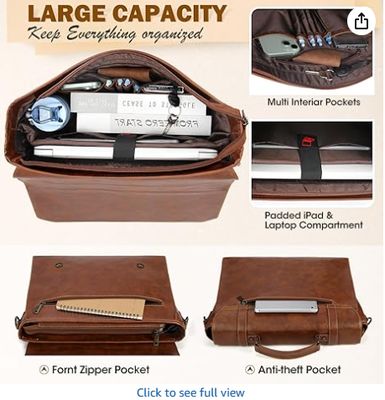 RAINSMORE Erkek Mesaj Çantası 17 Inç Su geçirmez Vintage Deri Dizüstü Telefon Çantası Büyük Dizüstü Telefon Çantası Çanta Çantası Bilgisayar Omuz Çantası Ofis İş Seyahatleri Koleji