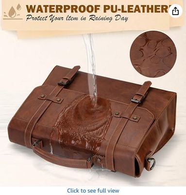 RAINSMORE Erkek Mesaj Çantası 17 Inç Su geçirmez Vintage Deri Dizüstü Telefon Çantası Büyük Dizüstü Telefon Çantası Çanta Çantası Bilgisayar Omuz Çantası Ofis İş Seyahatleri Koleji