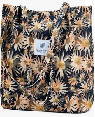 Kadife Tote Çanta Kadınlar için Sevimli Bez Çantalar Çalışma Plaj Seyahat ve Alışveriş Bakkal için İç Cepli Omuz Çantası