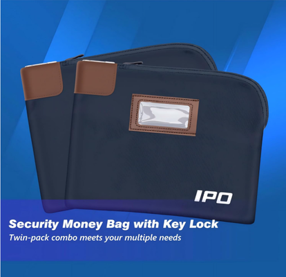 IPO Waterproof Cash Bag with Key Lock, 2 Pack Money Pouch Bank Deposit Bag,11 x 8.6 Inches,Men & Women's Locking Accessories Pouch for Cash, Portable Travel Money Pouch Protects Passports, Valuables