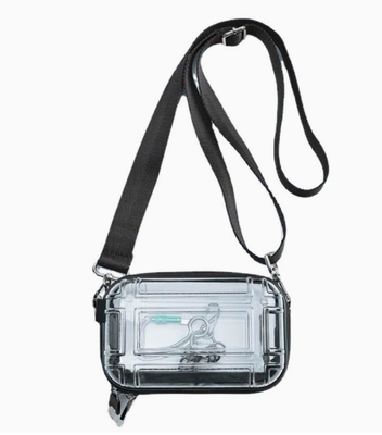 Mini transparent travel makeup bag, 7-inch single-shoulder bag, travel crossbody bag, PC hard shell storage bag, aviation small square bag