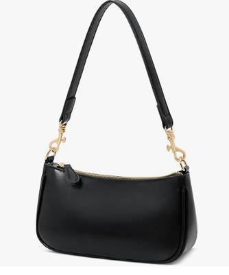 Kadınlar için küçük siyah çanta, sevimli mini omuz çantası fermuar kapanışı. 2 çıkarılabilir kemer, retro koltuk altı çantası, klasik Crossbody çantası, kadın çantası.
