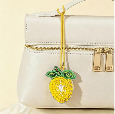 5PCS Patch Beaded Bag Charm Fruit Purse Charms for Handbags Summer Keychain. Küçük Çanta Charm, Ejderha Meyve Nar, Karpuz Portakal Limon Çanta Charms, Beads And Rhinestones, El Dikişli