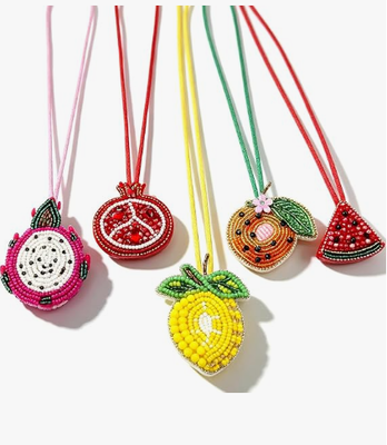 5PCS Patch Beaded Bag Charm Fruit Purse Charms for Handbags Summer Keychain. Küçük Çanta Charm, Ejderha Meyve Nar, Karpuz Portakal Limon Çanta Charms, Beads And Rhinestones, El Dikişli