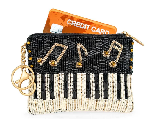Play it Again Coin Purse Göz alıcı kelebek şeklinde bozuk para çantası, cesur boncuk işlemeli çiçek desenleri, eğlenceli püsküllü anahtarlık ve fermuarlı kapama, küçük eşyalar için mükemmel